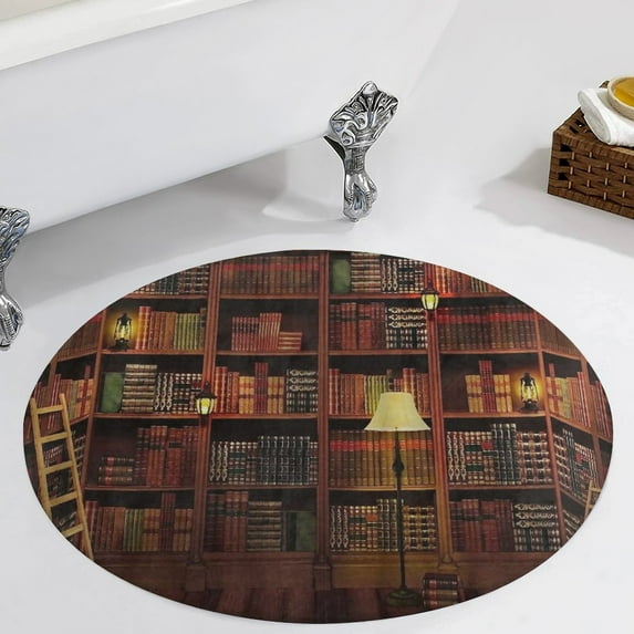 Wooden Bookshelf Round Carpet Circle Rug Outdoor Patio Area Rug Washable Large Area Rugs Hallway Room Decor Fitness Mats