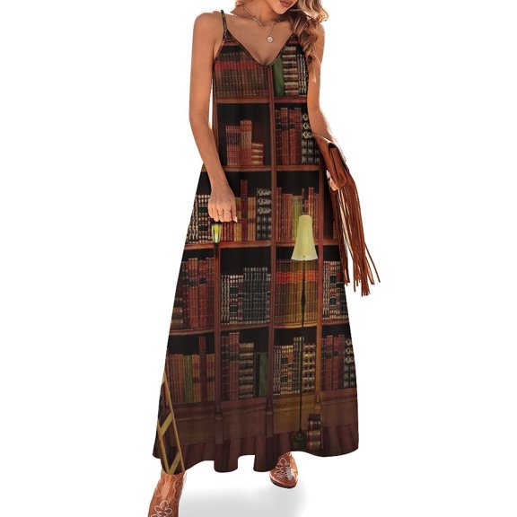 Wooden Bookshelf Sleeveless Dress Loose Women's Dress Dresses Luxury Evening Dresses