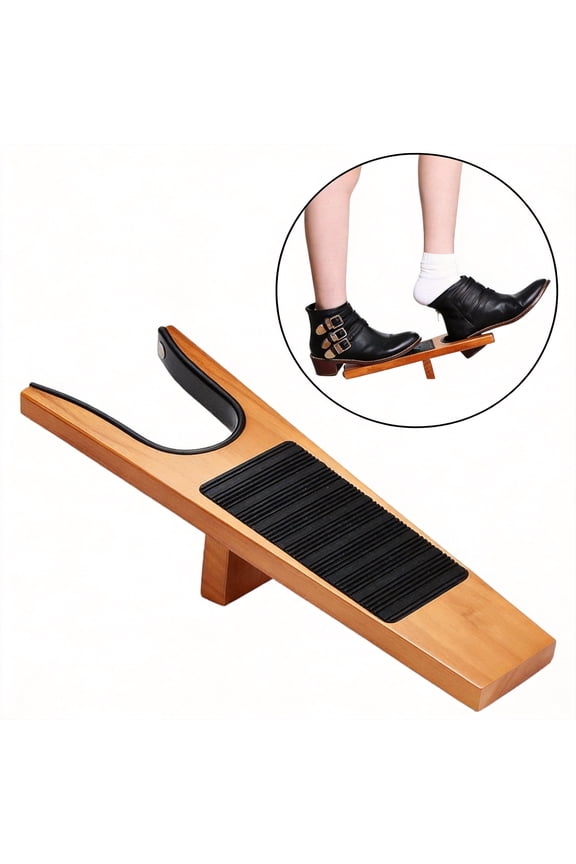 Wooden Boot Jack Remover for Cowboy, Work, and Wader Boots, Heavy Duty Boot Puller for Men and Women, Easy Off Tool Without Bending Over, Durable Wood Design, Brown, 1 Pack