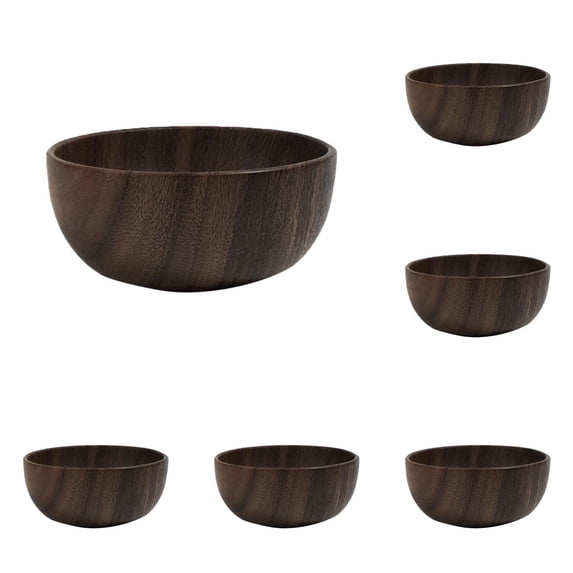 GleamNest Wooden Bowl for Fruits and Cereal Hollowed Out Solid Wood 6-Pack 8 cm x 6 cm