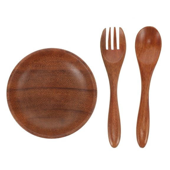 Wooden Bowl Tableware Log Spoon Flatware Serving Utensils Salad Bowls Fruit Large