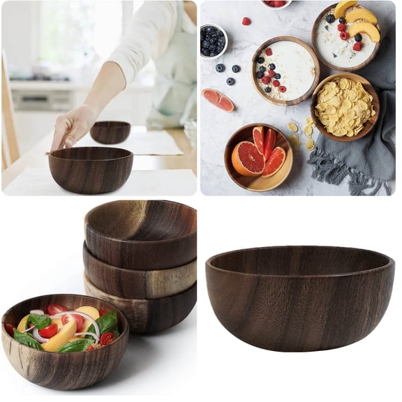 Wooden Bowl for Fruits and Cereal Individual Solid Wood Rice Soup Bowl Tableware Lightweight Natural Finish MustHave Kitchen Accessory
