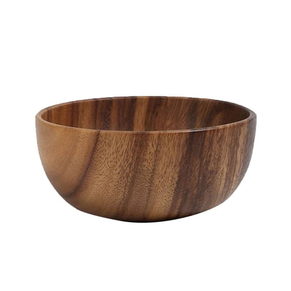 Wooden Bowl for Fruits and Cereals Solid Rice Soup Bowl with Hollowed Interior for Elegant Tableware