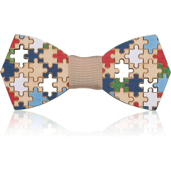 Wooden Bowtie Necktie Adjustable Bowties Mens Wood Bow Tie with Polyester Band DIY
