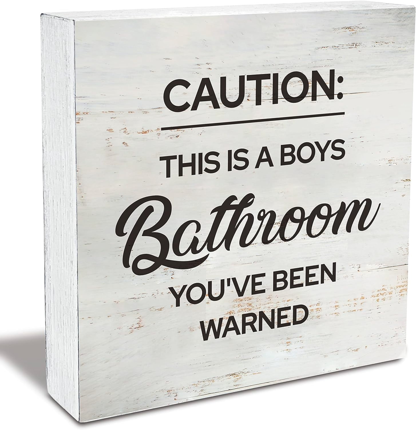 Wooden Box 5x5 Inch Caution This Is A Boys Bathroom You've Been Warned ...