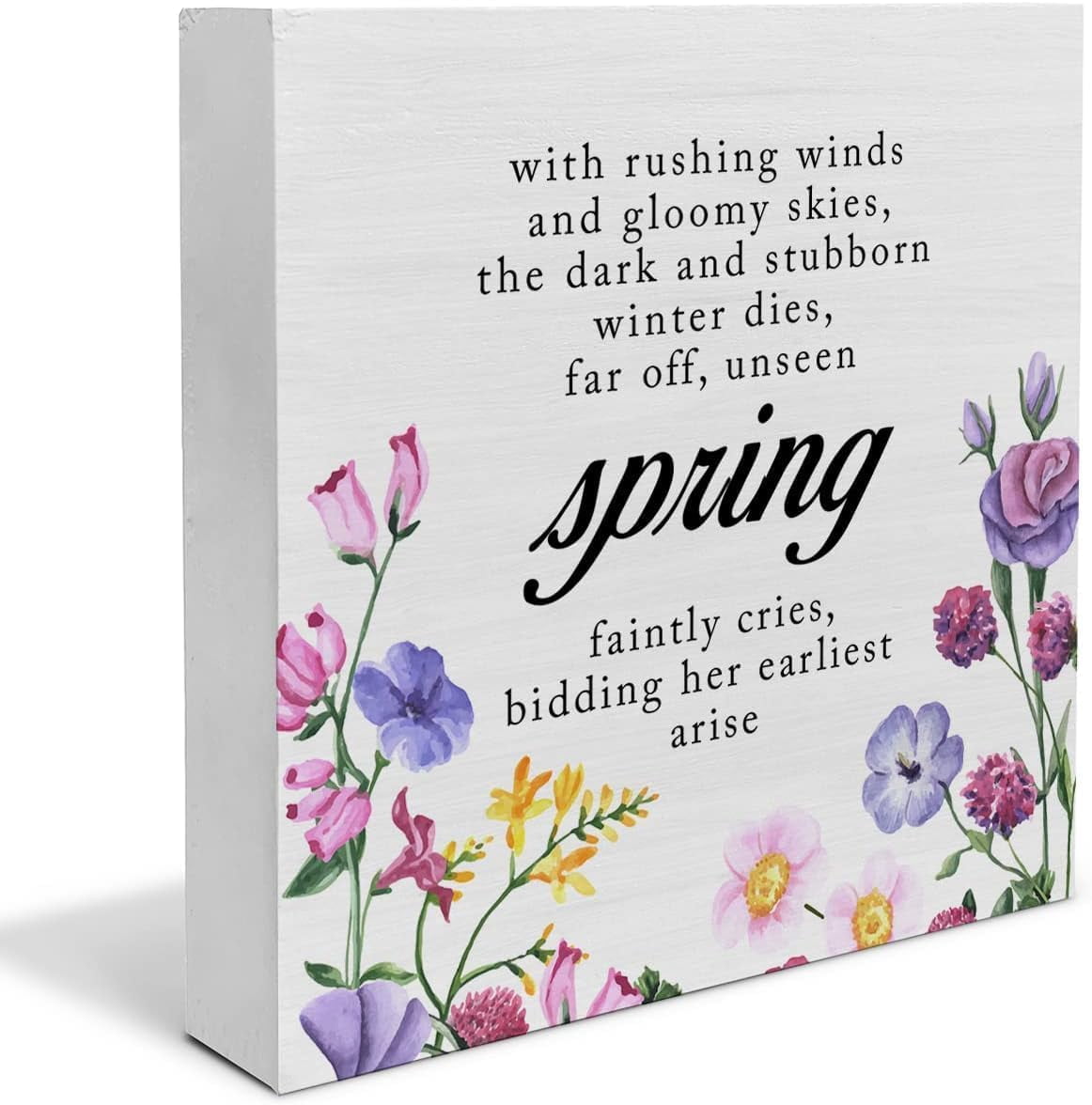 Wooden Box 5x5 Inch Country Farmhouse Spring Wood Box Sign Decor Desk ...