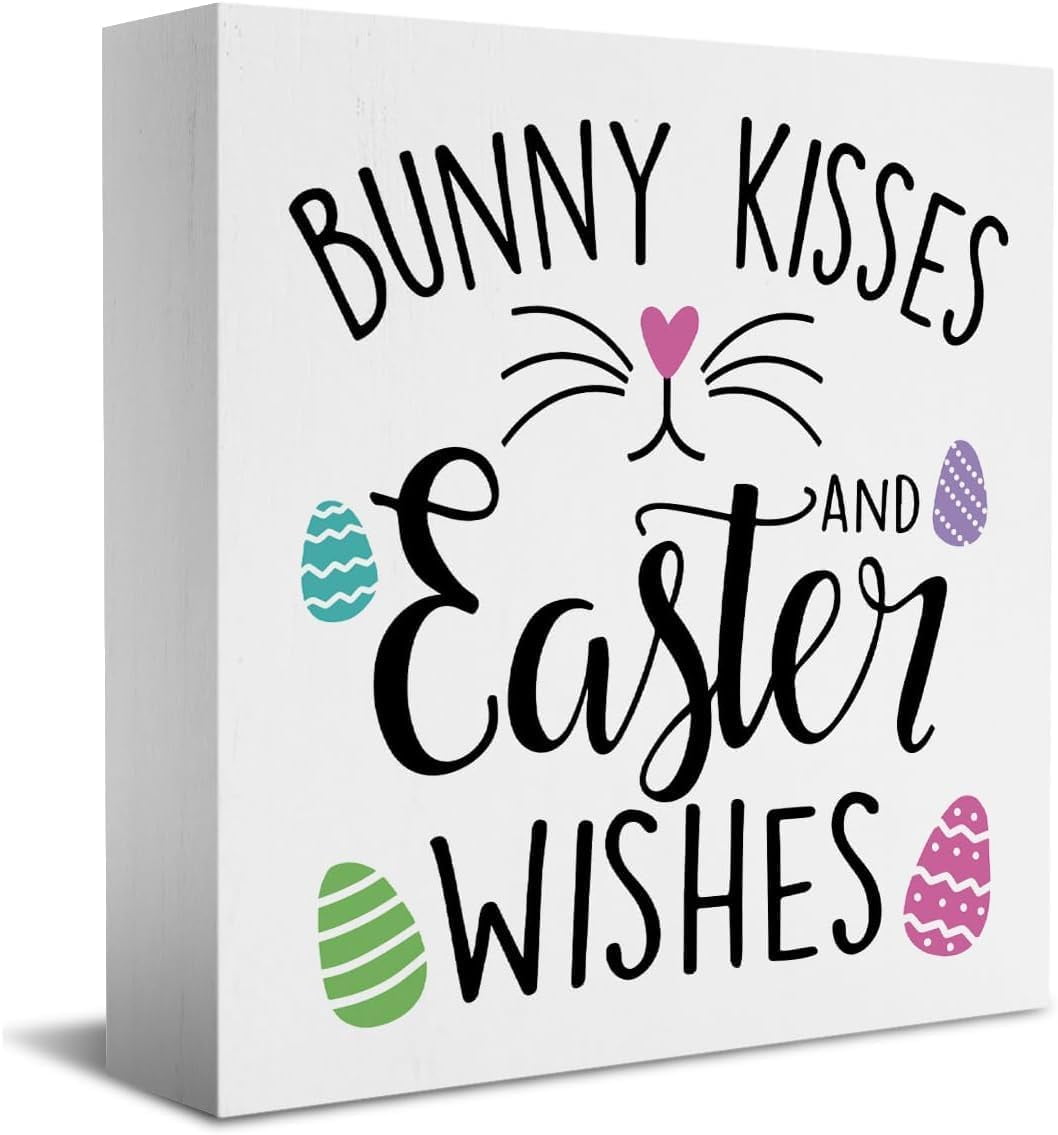 Wooden Box 5x5 Inch Farmhouse Spring Easter Bunny Wooden Box Sign ...