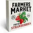 thumbnail image 1 of Wooden Box 5x5 Inch Farmhouse Style Strawberry Box Sign Wood Desk Sign Decor Rustic Farmers Market Strawberries Wooden Block Plaque Box Sign Kitchen Home Decorations, 1 of 5