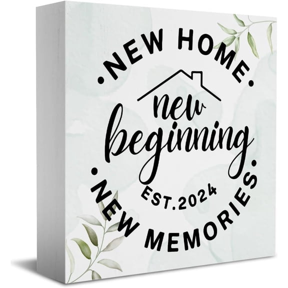 Wooden Box 5x5 Inch Funny New Home New Memories Wooden Box Sign Rustic Housewarming Wood Box Sign Art Home Living Room Shelf Desk Decoration