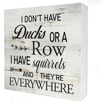 Wooden Box 5x5 Inch Funny Office Quote I Don't Have Ducks Or A Row Wooden Box Sign Desk Decor Rustic Humorous Wood Block Plaque Box Sign For Home Living Room Shelf Table Decoration
