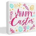 thumbnail image 1 of Wooden Box 5x5 Inch Happy Easter Decor Wooden Box Sign, Easter Bunny Ear Egg Table Decorations Home Kitchen Bedroom Easter Decor, 1 of 5