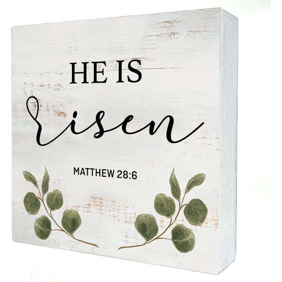 Wooden Box 5x5 Inch He Is Risen Wood Box Sign Home Decor Rustic Easter Wooden Box Sign Block Plaque For Wall Tabletop Desk Home Decoration