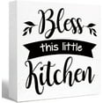 thumbnail image 1 of Wooden Box 5x5 Inch Kitchen Wood Box Signs,Bless This Little Kitchen Kitchen Wood Block Signs With Sayings For Kitchen Table Decor,Funny Kitchen Sign Decor For Shelf Counter, 1 of 5