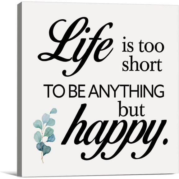 Wooden Box 5x5 Inch Life Sayings Canvas Wall Art Framed Print Rustic Life Is Too Short To Be Anything But Happy Poster Painting Desk Sign Home Office Living Room Decor