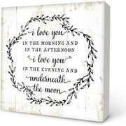 Wooden Box 5x5 Inch Love Decor,I Love You In The Morning Wood Box Sign Decor,Love Signs For Home Decor,Rustic Love Quotes Wood Box Sign Block Plaque For Home Bedroom Desk Shelf Table Decor