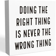 Wooden Box 5x5 Inch Motivational Ted Gift Lasso Doing The Right Thing Sign - Home Office Desk Cubicle Shelf Decor - Bedroom Man Cave Tv Show Decor - Soccer Football Coach Gifts For Ted Fans Lasso