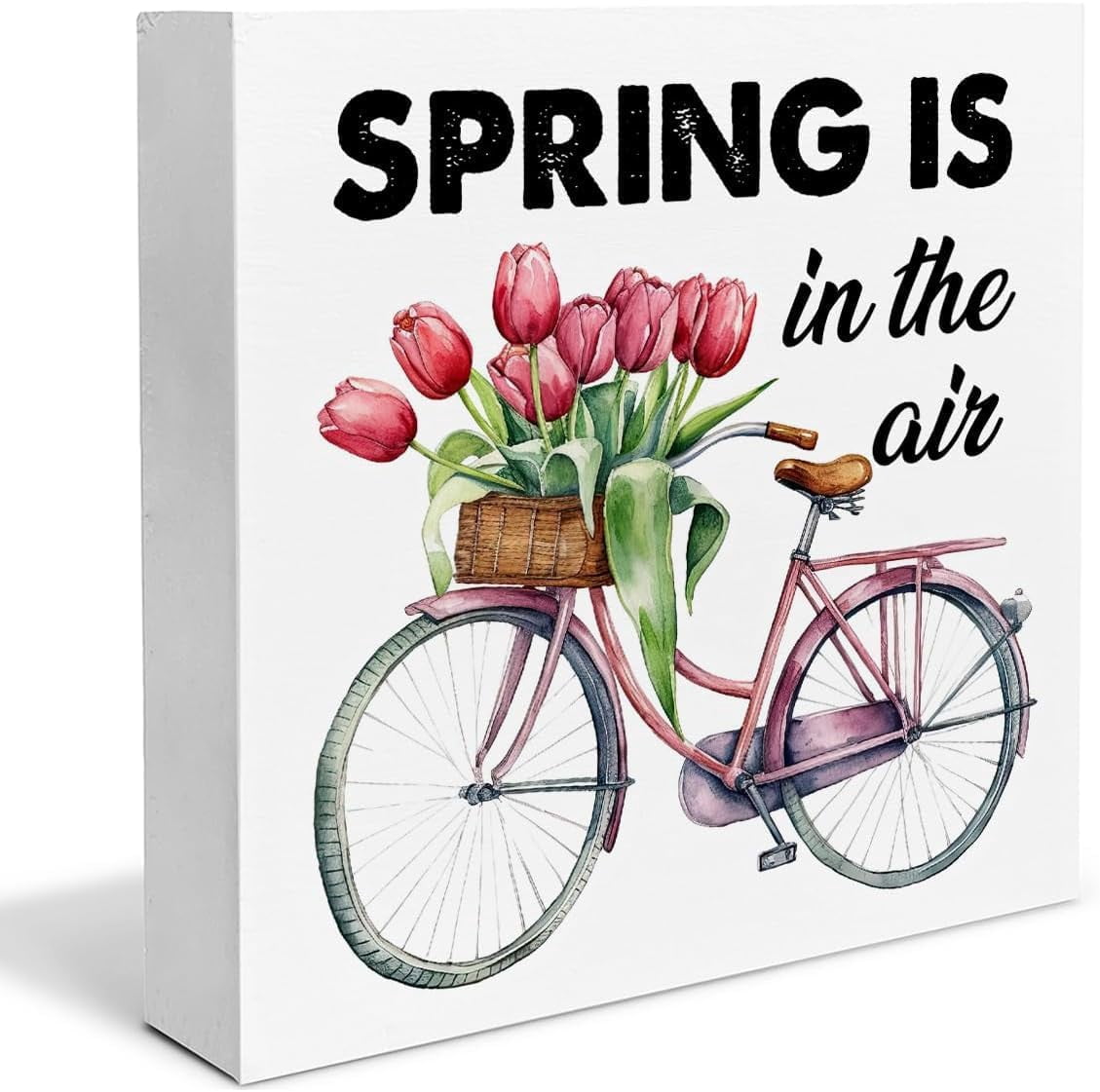 Wooden Box 5x5 Inch Spring Decor Farmhouse Spring Is In The Air Wood ...