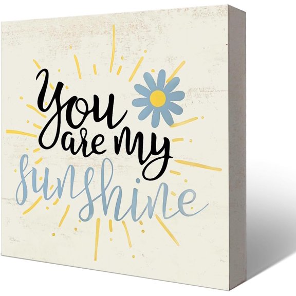 Wooden Box 5x5 Inch Summer Decor，Wooden Box For Home Kids Girls Room Nursery Playroom Wall Desk Shelf Decoration,You Are My Sunshine Funny Room Sign Motivational Desk Decor Inspirational