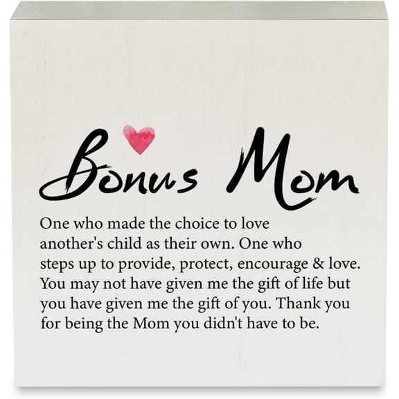Wooden Box 7x7 Inch Bonus Mom Definition Wood Box Sign Rustic Bonus Mom Wooden Box Sign Stepmom Sign Block Plaque For Home Bedroom Desk Table Shelf Decor