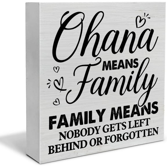 Wooden Box 7x7 Inch Family Quote Decorative Wooden Box Sign Ohana Means Family Wood Block Plaque Decor Farmhouse Home Shelf Or Wall Display