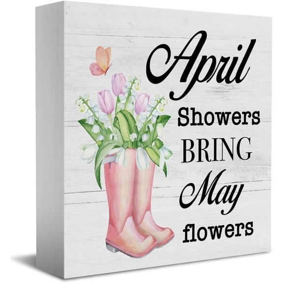 Wooden Box 7x7 Inch Farmhouse Spring Tulip Sign Funny Butterfly Desk Decor Rustic Floral Wood Block Plaque Spring Decor For Bedroom Cubicle Garden Bookcases Shelf Tiered Tray Decor Home Decor