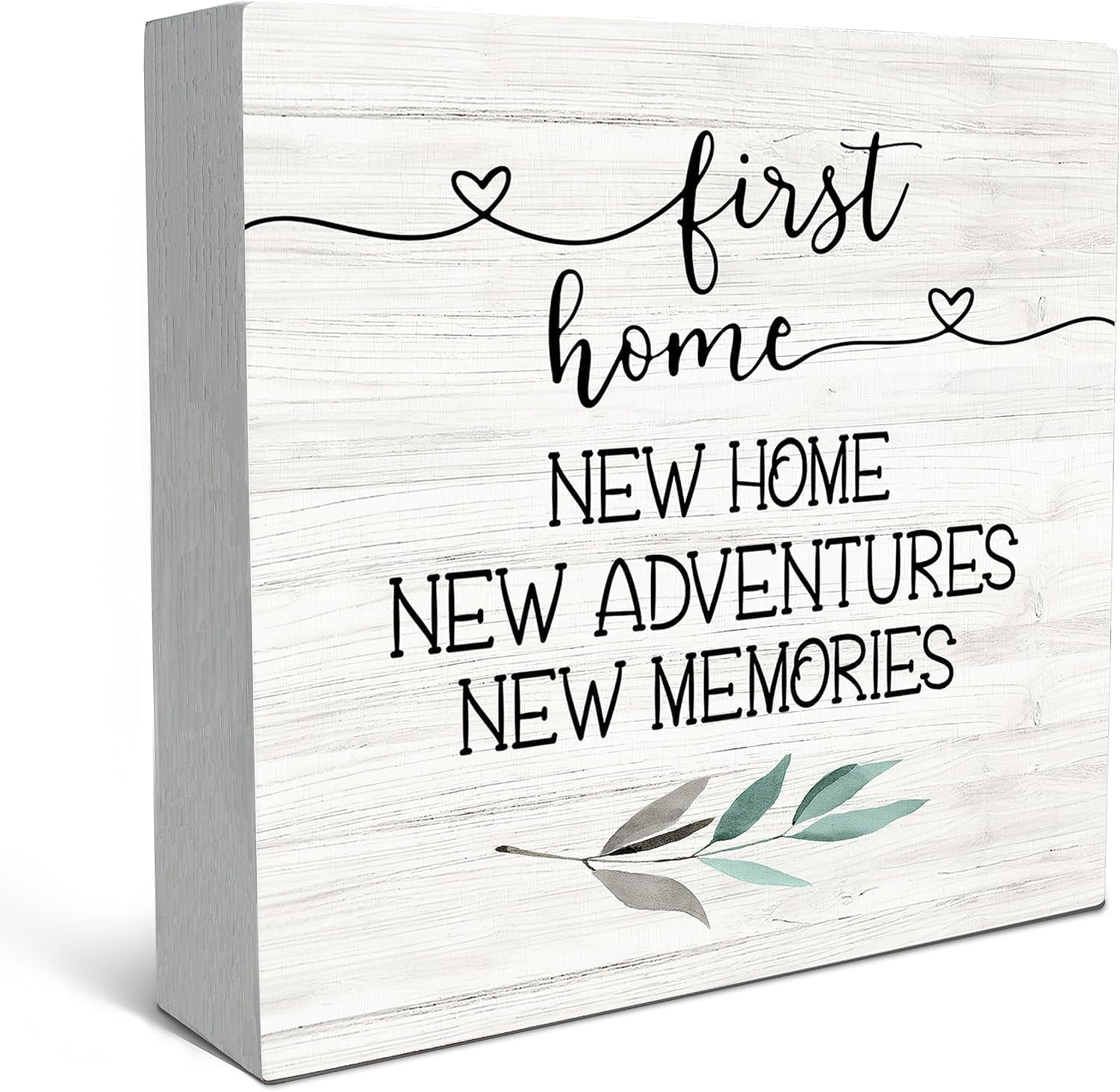 Wooden Box 7x7 Inch First Home New Home Wood Box Sign Desk Decor,Rustic ...