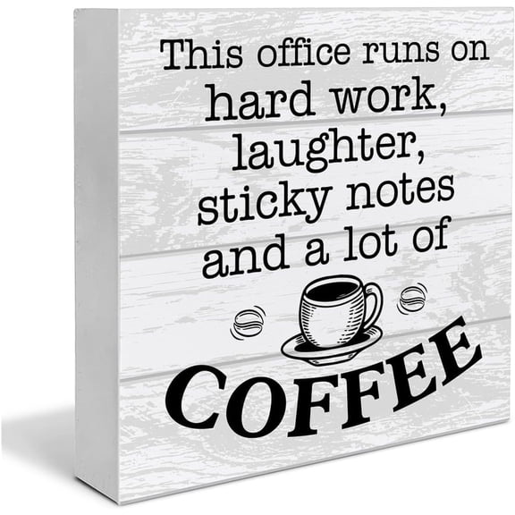 Wooden Box 7x7 Inch Humor Office Wooden Box Sign Home Decor Office Quote Wood Sign Desk Decoration This Office Runs On Hard Work Wood Block Plaque Box Sign For Shelf Office