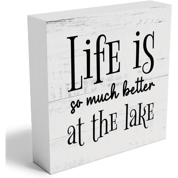 Wooden Box 7x7 Inch Lake House Decor Lake Decorations For Summer Home Lake Decor Boating Gifts Farmhouse Wood Block Wooden Box Sign For Home Office Bedroom Bathroom Cabin Shelf Table Desk Decorations