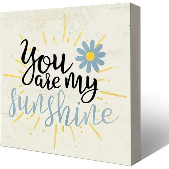 Wooden Box 7x7 Inch Summer Decor，Wooden Box For Home Kids Girls Room Nursery Playroom Wall Desk Shelf Decoration,You Are My Sunshine Funny Room Sign Motivational Desk Decor Inspirational