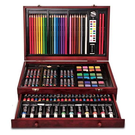 Wooden Box Art Set 119-Piece Wooden Art Set