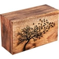 thumbnail image 1 of Wooden Box Funeral Cremation Urns for Human Ashes Adult Large - Burial Urns for Columbarium - Tree of Life Flying Bird (250 Cubic Inches, Antique), 1 of 3