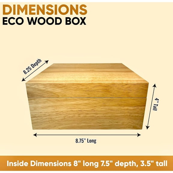 Wooden Box with Hinged Lid - Solid Oak Keepsake Storage Box - Decorative Wooden Boxes for Home