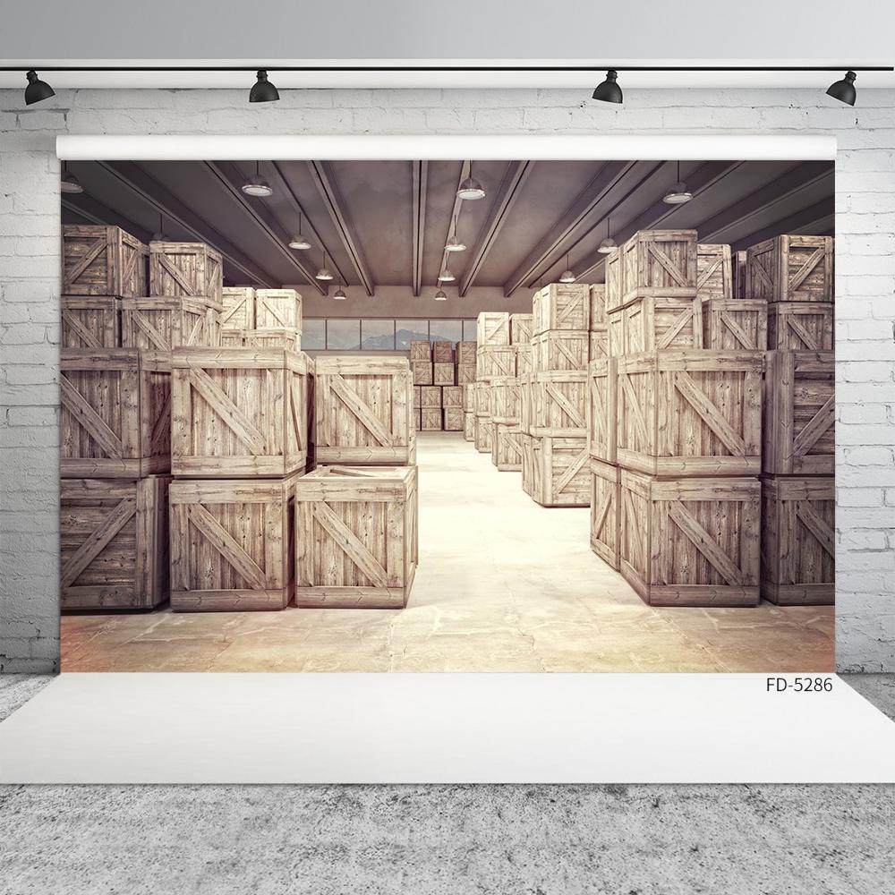 Wooden Boxes Warehouse Photography Backdrop Vinyl Cloth Background for ...