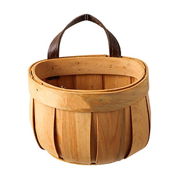 Wooden Bread Baskets,Wood Chip Picnic Basket with Handles,Handmade Woven Berry Baskets,Rustic Kitchen Fruits and Vegetable Storage Baskets for Picnic,Wedding,Gifting and Home Decor(5x3.3")(Khaki)