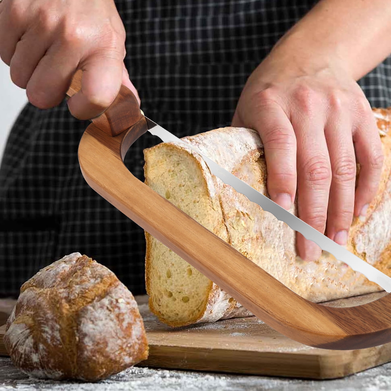 Wooden Bread Bow Knife Manual Bread Cutter Slicer with Comfort Grip ...