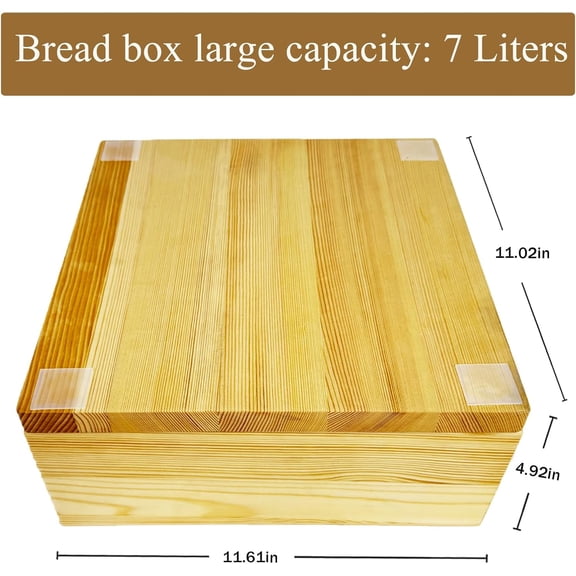 Wooden Bread Box with Stainless Steel Slicer - 7L Storage Container, Adjustable Guide, Crumb Tray & 20 Liners for Fresh Loaf Preservation