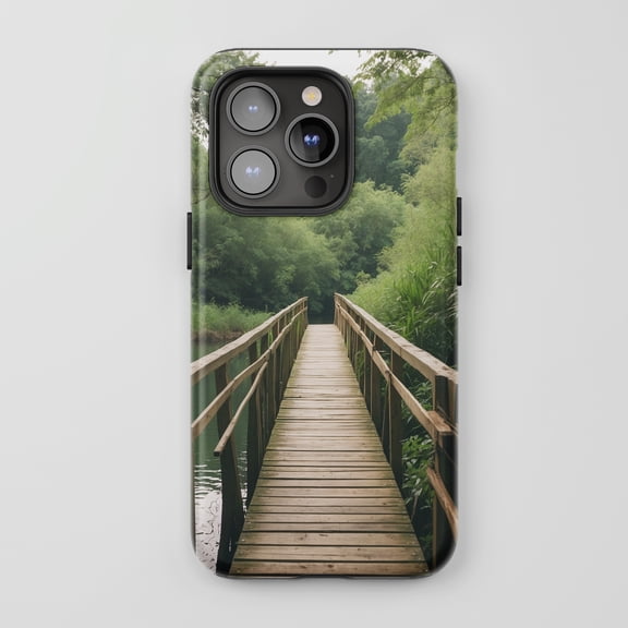 Wooden Bridge Nature For All iPhone Series Tough Phone Case Nature Green