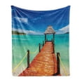 thumbnail image 1 of Wooden Bridge Soft Flannel Fleece Blanket, Wooden Jetty to Tropical Ocean on Fiji Island Summer Vacation Paradise Photo, Cozy Plush for Indoor and Outdoor Use, 50" x 60", Multicolor, by Ambesonne, 1 of 6