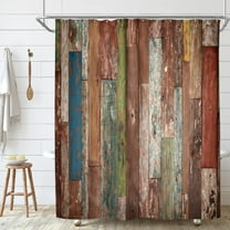 Wooden Brown Shower Curtain Metal Hooks 12 Pack Farmhouse Wood Rustic Planks Barn Antique Red Blue Grey Grunge Lodge Hardwood Decor Fabric Bathroom Waterproof 72Wx72H Inch