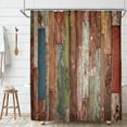 thumbnail image 1 of Wooden Brown Shower Curtain Metal Hooks 12 Pack Farmhouse Wood Rustic Planks Barn Antique Red Blue Grey Grunge Lodge Hardwood Decor Fabric Bathroom Waterproof 72Wx72H Inch, 1 of 5