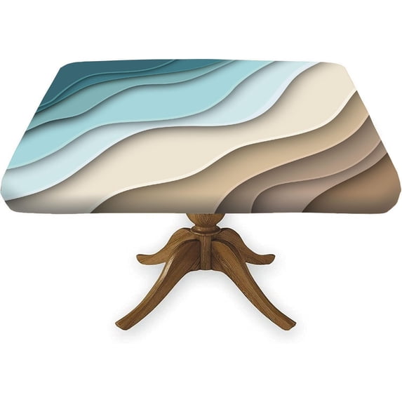 Wooden Brown Square Fitted Tablecloth, Wood Rustic Planks Barn Door Dust & Wrinkle Proof Elastic Edge Table Cover, for Spring Summer Fall Picnic Party Use, Fits to 30x30 in Table