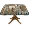 thumbnail image 1 of Wooden Brown Square Fitted Tablecloth, Wood Rustic Planks Barn Door Dust & Wrinkle Proof Elastic Edge Table Cover, for Spring Summer Fall Picnic Party Use, Fits to 30x30 in Table, 1 of 6