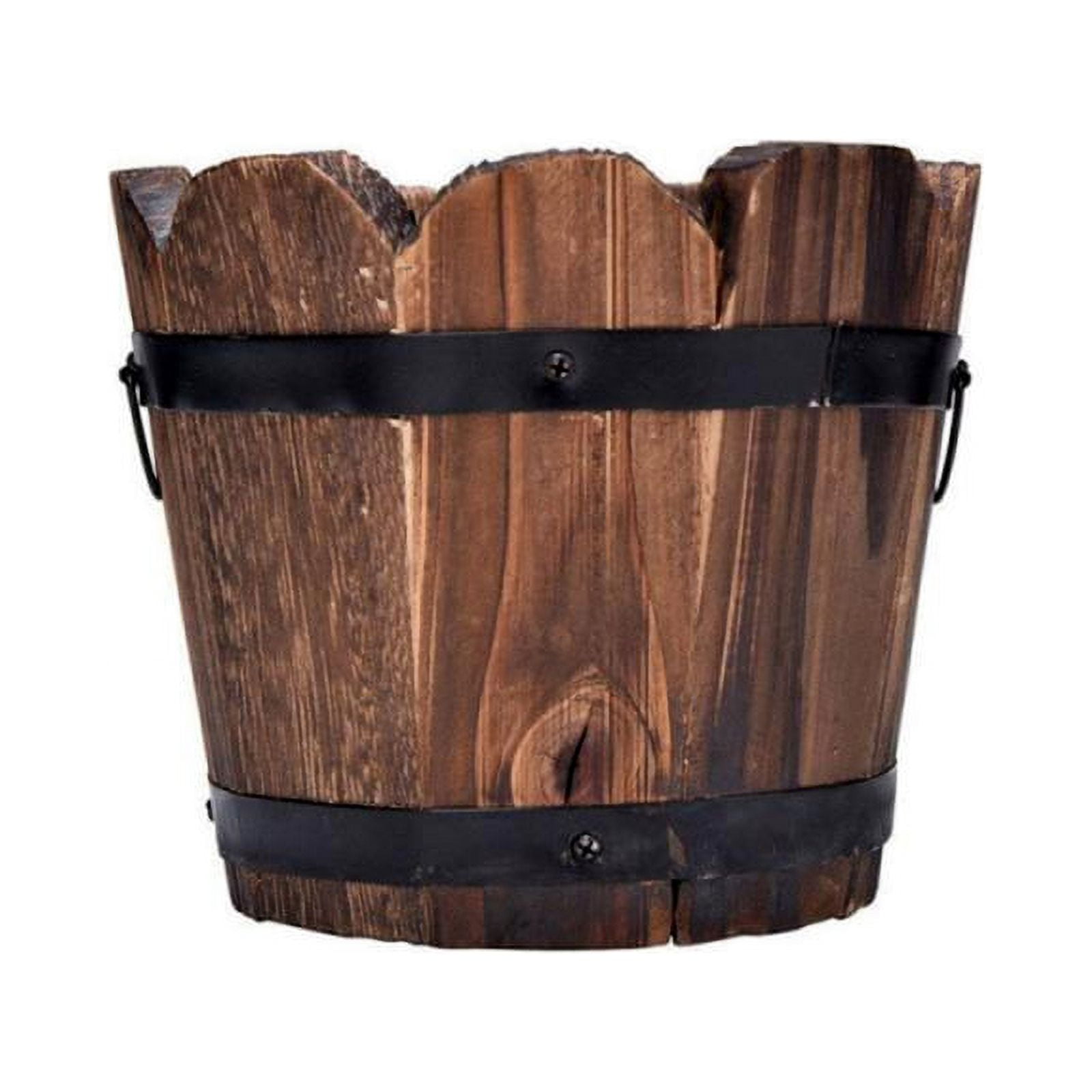 Wooden Bucket Barrel Planters Rustic Flower Pots Boxes Container with
