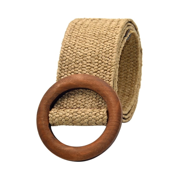 Wooden Buckle Elastic Waist Belt, Dress Decorative Wide Waistband, Coat Fashion Sash, Women No Hole Adjustable Waist Accessory for Dress Sweater Casual Dress Up Ins Style Elegant Belt,Khaki