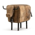 thumbnail image 1 of Wooden Bull Statue Decor, Hand Carved Cow Sculpture with Metal Legs and Vintage Finish, for Shelf Coffee Table Desk and Farmhouse Rustic Home Decor Gift, 1 of 7