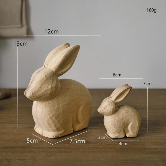 Wooden Bunny Figurines Unfinished Rustic Craft Rabbits for DIY Home Decor Desktop Ornaments Easter Bunny Figurines – Rabbit Statues for Spring Home Table Decor – Vintage Easter Decoration