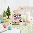thumbnail image 1 of Wooden Bunny Riding Basket Figurine Rustic Rabbit Ornament Easter Bunny Decor for Table Windowsill Shelf Wooden Easter Decor, 1 of 4