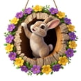 thumbnail image 1 of Wooden Bunny Welcome Sign Easter, Rabbit Hole Door Sign Spring Wreaths For Front Door, Rabbit Wreaths Wall Hanging Decoration, Garland For Home Farmhouse Decor 11.8 Inch, 1 of 3