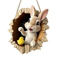 thumbnail image 1 of Wooden Bunny Welcome Sign Easter, Rabbit Hole Door Sign Spring Wreaths For Front Door, Rabbit Wreaths Wall Hanging Decoration, Garland For Home Farmhouse Decor 11.8 Inch, 1 of 4