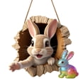 thumbnail image 1 of Wooden Bunny Welcome Sign Easter, Rabbit Hole Door Sign Spring Wreaths For Front Door, Rabbit Wreaths Wall Hanging Decoration, Garland For Home Farmhouse Decor 11.8 Inch, 1 of 3